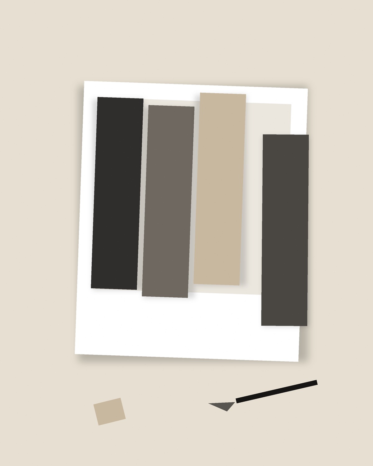 Illustration: a Polaroid cut into strips, a scalpel beside it